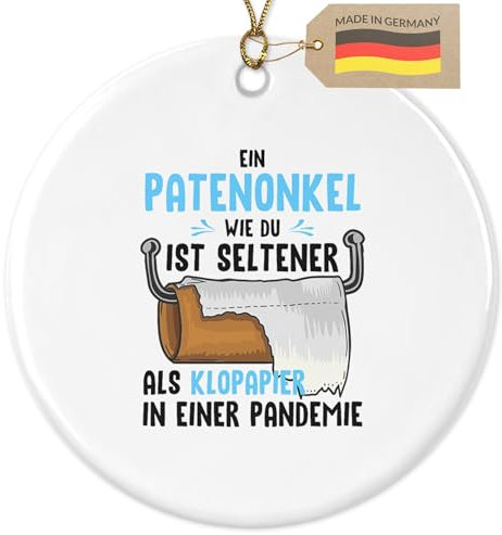 Patenonkel Weihnachtsdeko Baum-Anhänger Christbaumschmuck Keramik Rund Advent