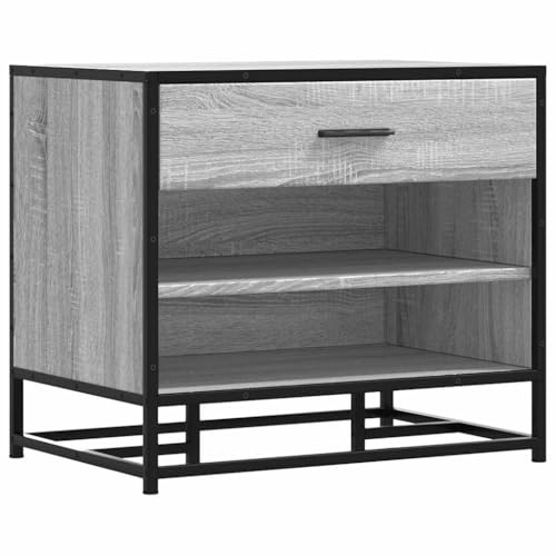 vidaXL Schuhbank Grau Sonoma 60x40x53,5 cm Holzwerkstoff und Metall, Flurbank, Sitzbank, Aufbewahrungsbank, Dielenbank, Sitzbank Flur, Schuhablage