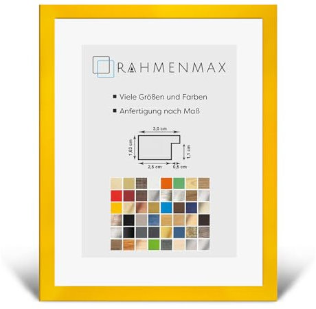 PuzzelMax Puzzlerahmen Bilderrahmen Posterrahmen 60x80 cm Gelb 80x60 cm mit Antireflex Kunstglas