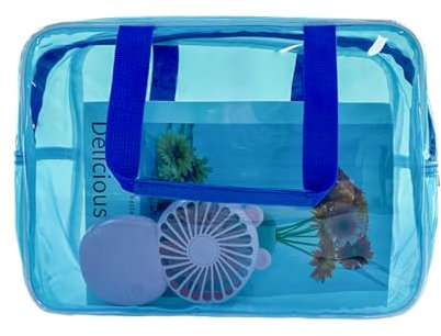 TotePrint Blau wasserdichte Vinyl-Handtasche Make-up Wasserdicht Schulter Tote Bag 11.8'' ×5.12'' ×8.26'' (Blau)