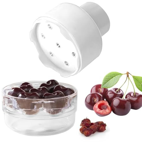 MEETOZ Creativity Outil dénoyauteur de cerises à 7 trous pour enlever plusieurs cerises Blanc