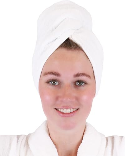 Betz 1 Stück Turban Handtuch 100% Baumwolle Turbantuch - Haar Turban - Frottier Kopfhandtuch - Farbe weiß
