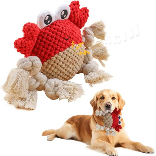 Jouet Chien Qui Couinent, Peluche Anti-Stress Chien, Jouet pour Chiens, Jouet Interactif en Corde Coton pour Chiot, Chiens petite taille et moyen