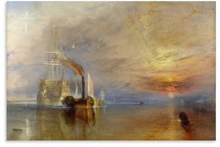 J.M.W.Turner Wall Art Prints Paintings Poster The Fighting Temeraire Tugged to Her Last Berth to Be Broken Up Canvas Wall Art Picture Prints Hanging Photo Gift Idea Decor Homes Artworks Unframe 24x36i