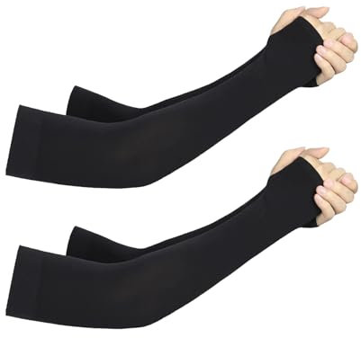 2 Paar Armstulpen, Eisseide Ärmel Sonnenschutz, Ärmel UV-Sonnenschutz Ärmlinge Armschutz, Gaming Armsleef, Armlinge Radsport Herren, Armlinge mit Daumenlöchern für Damen Herren Fußball Basketball Golf