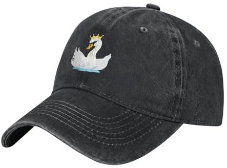 MKGOHLG Schwarze schöne Cowboy-Baseballkappe mit Schwanen-Aufdruck für Erwachsene, stilvolle und atmungsaktive Mütze