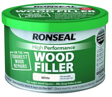 HOCHSTE® High Performance Wood Filler, 2-Part Deep Hole Repair for Wood, Fast-Setting, Drillable, Interior & Exterior Use, (White - Pine & Light Oak, 550g)