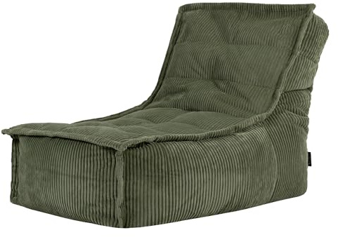 icon Dolce Cord Bean Bag Lounger with Filling Included, Green | Made in the UK, Adult Beanbag, Soft Corduroy Fabric, Comfy Chair, Floor Chair for Living Room or Bedroom