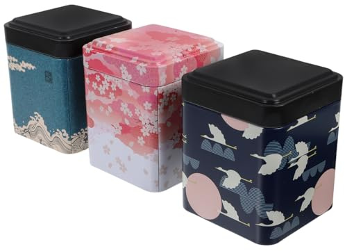 TOVINANNA Lata de Té Multiusos 3 Piezas de Hojalata Patrón Mixto | Recipiente Hermético, Tarro para Guardar Té y Alimentos, Contenedores de Lata de Té Color Aleatorio Estilo Aleatorio