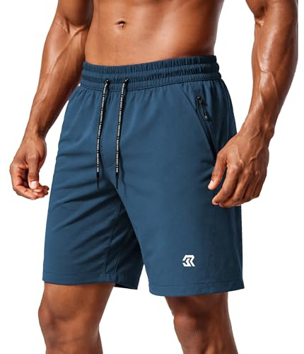 Rane Sports Sportliche Herrenshorts, mehrere Reißverschlusstaschen, lasergenähte Sportshorts – leicht und atmungsaktiv, geeignet zum Laufen, für Fitness und Outdoor-Aktivitäten Blau L