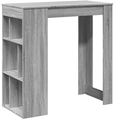 HETFTJN Bartisch mit Regal Grau Sonoma 102x50x103,5 cm Holzwerkstoff Modernes Design Robuste Konstruktion 6 Fächer für Küche Wohnzimmer Balkon Garten und Terrasse