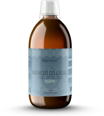 Magnesio Colloidale 1 L - 1000 ppm - Soluzione Liquida con Acqua Bidistillata - Flacone Vetro Ambra con Bicchierino Graduato