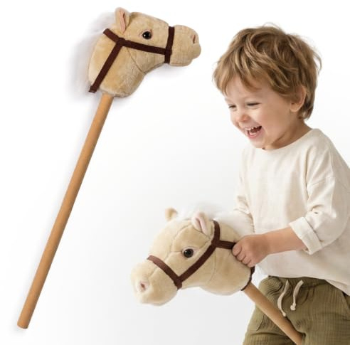 Mamabrum Hobby Horse - beiges Steckenpferd für Kinder, 80 cm | Beige - 80 cm