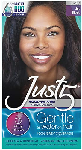 Just 5 Women's 5 Minute Permanent Hair Color with Conditioner, Grey Hair Coloring for Women - Jet Black