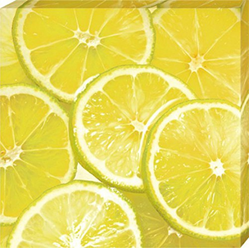 1art1 Cuisine Poster Impression sur Toile Rondelles De Citrons Affiche Murale XXL Encadrée | Tendue sur Cadre en Bois | Tableau 40x40 cm