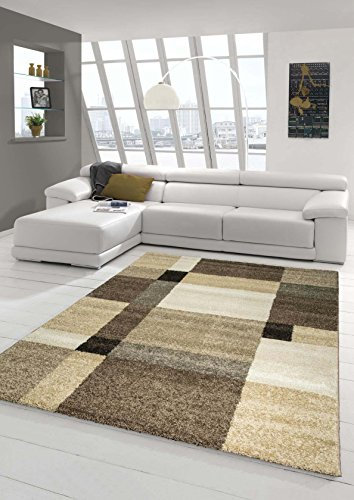 Designer Teppich Moderner Teppich Wohnzimmer Teppich Kurzflor Teppich Barock Design Meliert Braun Beige Mocca Größe 120x170 cm