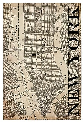 artboxONE Poster 30x20 cm New York NYC Städte/New York Retro Map New York Grunge - Bild Karte Karte Retro