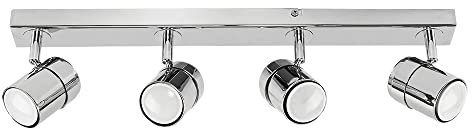 MiniSun | Modern 4 Way Ceiling Spotlight Fitting in a Polished Chrome Finish | Spotbars, Home Décor & Improvement Essential | Includes 5W LED Bulbs [6500K Cool White]
