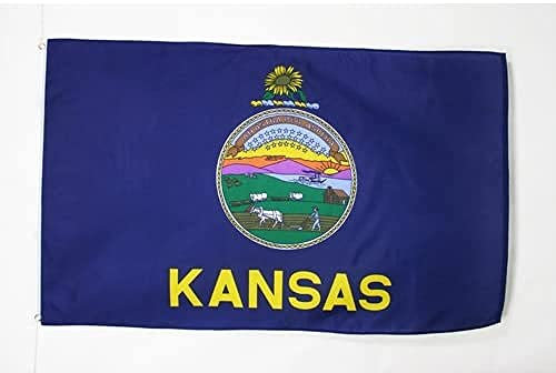 AZ FLAG - Flagge Kansas - 150x90 cm - Bundesstaat Kansas Fahne 100% Polyester mit Messing-Ösen - 110g