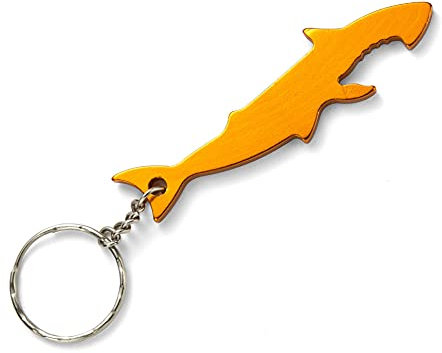 Komonee Shark Gold Bottle Opener Key Chain Metal Sea Life Key Ring Novelty Animal Keychain Keyring