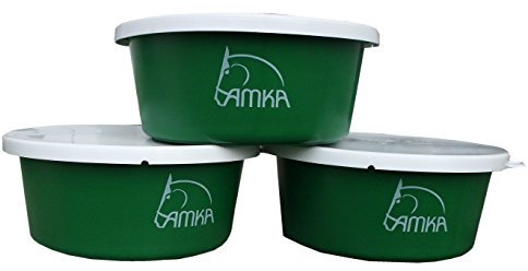 AMKA Müslischale Futterschale Leckschüssel 5 Liter mit Deckel 3er Set für Tiere, Pferde, Hunde, Farbe: grün