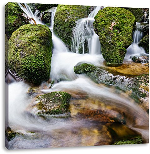 Pixxprint Gertelbach im Schwarzwald, Größe: 40x40, Leinwandbild Quadratisch, Wandbild, Kunstdruck, fertig bespannt