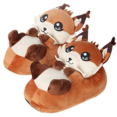 corimori Süße Plüsch Hausschuhe (10+ Designs) Fuchs „Faye“ Slipper Einheitsgröße 34-44 Unisex Pantoffeln Orange