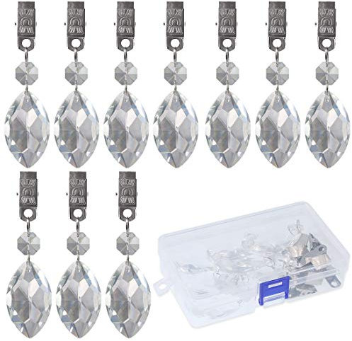 Swpeet Lute Tischdeckengewichte mit Metall-Clip-Set, Kristallglas, Tropfenprismen, Anhänger für Picknicktische im Freien, 10 Stück