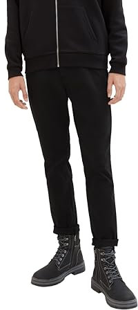 TOM TAILOR Denim Herren 1008253 Slim Fit Chino Hose mit Gürtel, 29999 Black, 36W / 34L