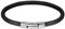 FOCALOOK Bracelet Cordon Homme Noir 22cm Rope Chain 5mm de Large Gourmette Similicuir avec Fermoir Acier Inoxydable