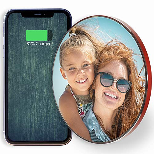 Hairyworm Personalised Qi Wireless Charger with Gold Edge and Base, Customise with Photo - Customize Now
