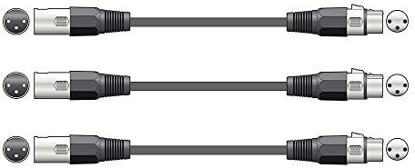 3x QTX DMX Lighting Cable 20m DMX Lead Cable DJ Disco