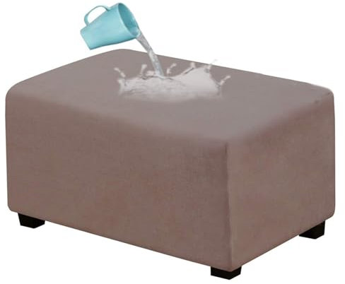CLGTY Wasserdicht Ottomane Schonbezug Rechteckig, Wildleder- Hockerbezug Stretch Falten Pedalabdeckung Mit Elastischem Boden Waschbar Sofahusse Für Wohnzimmer-Brown-L