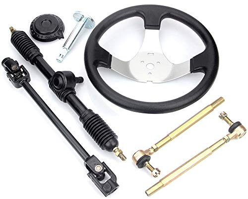 Go-Kart 300mm Lenkrad Lenkwelle Spurstangen Set Bootslenkrad Steuerrad Rack Kit Mit Zahnstange Ritzel Montage Werkzeug