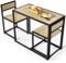 COSTWAY Bartisch Set 3-teilig, Esstisch mit 2 Stühlen, Kleine Essgruppe mit Metallgestell, Küchenbar Sitzgruppe, Küchentisch Stehtisch Holz, Bistrotisch für Küche, Esszimmer und Bistro (Natur)