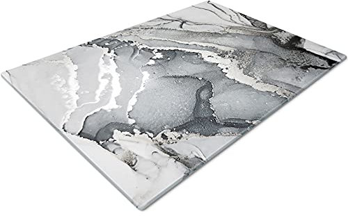 Glass Chopping Board | Non Slip Cutting Board for Kitchen | Small Grey Silver Black Worktop Saver