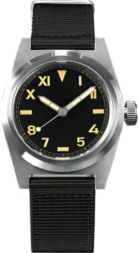 NC San Martin 38mm SN031G Retro-Militäruhren Saphirglas 200M wasserdichte automatische Edelstahl-Taucher-Armbanduhr für Männer (Black)