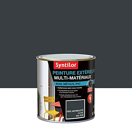 SYNTILOR - Peinture Extérieure Multi-Matériaux Gris Anthracite Satiné RAL 7016 0,5L
