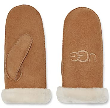 UGG Gestickter Fäustling aus Schafsfell, wasserabweisend, mit Tech-Handfläche, kastanienbraun, Small / Medium