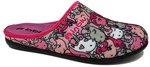 Ciabatta pantofola da donna rosa con unicorni dal 36 al 40 con plantare estraibile Inblu antiscivolo (GF5) (37, numeric_37)