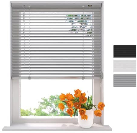 Radeco® Aluminium Jalousie 140 x 250 cm Silber 25mm lamellen, Größen von 40 bis 220 Breite, Fenster jalousien innen, lamellenrollo, Jalousie Aluminium, Jalousie 140 cm breit