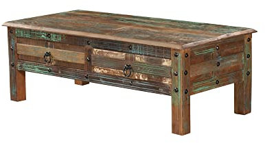 Dynamic24 INTERIA Home & Living Tisch KALANKA Holz Couchtisch Sofa Möbel Mango recycelt Altholz Wohnzimmer Beistelltisch