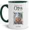 Tasse mit Spruch - Der schönste Grund Opa zu sein - Personalisierbare Keramiktasse mit Namen und Foto - Geschenk Opa - Innen & Henkel Dunkelgrün, 300 ml