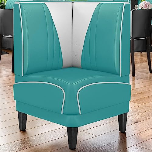 GGMMÖBEL Diner Vegas 1 | Diner Eckbank | B:H 64 x 103 cm | V-Steppung | Türkis | Leder | American Diner Möbel, American Dinerbank
