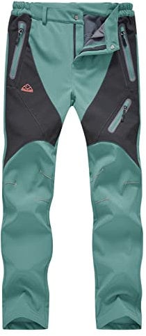 donhobo Damen Wanderhose Warm Gefüttert Winter Skihose Winddicht Wasserdicht Softshellhose Snowboardhose Trekkinghose Funktionshose Hellgrün XS