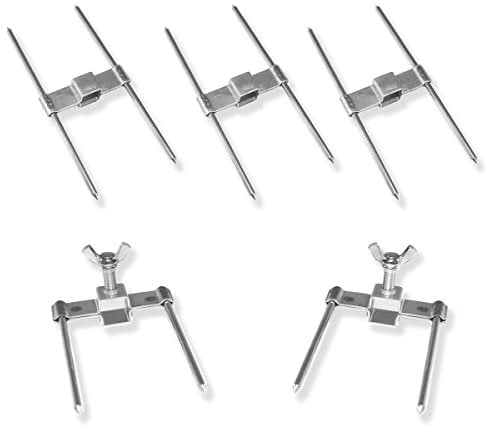 GOLDMAN SERVICE Pinchos de Asador de Pollos de Acero. Utensilio Horquilla Tenedor para Asadores giratorios Profesionales. Recambio Universal para Espadas de 12mm (5 Piezas)