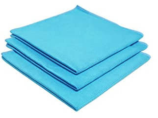 König & Söhne Premium Fensterputztücher | Streifenfrei | Fusselfrei | Putztücher ohne Putzmittel, nur mit Wasser reinigen | Blau | 3er Set 40cmx40cm (15,74 x 15,74)