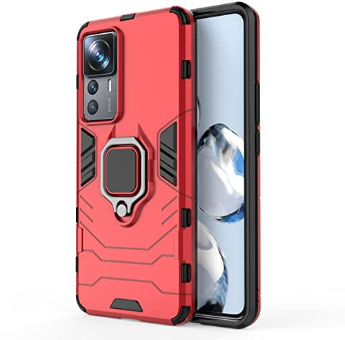 Max Power Digital Coque pour Xiaomi Mi 12T/Mi 12T Pro Housse Antichoc avec Anneau Rotatif Aimant Etui Magnétique Rigide Dure Armure Bague Support Armure Renforcée (Xiaomi Mi 12T/Mi 12T Pro, Rouge)