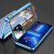 ZUHERA Buckle Lens Protection Metal Magnetic Case für iPhone 13 14 12 11 Pro Max Plus Double Sided Glass Bumper Cover Bottom Fastener,Blue,for iPhone13Pro