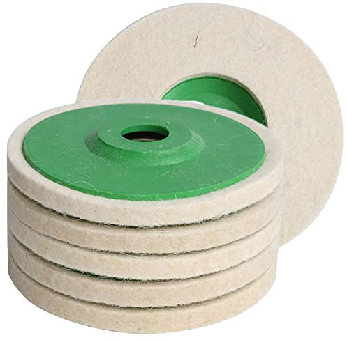 Lot de 6 disques de polissage en feutre de laine 125 mm x 22 mm pour meuleuse d'angle